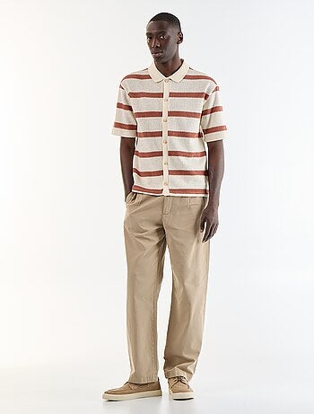 Chemise à manches courtes en matière ajourée
