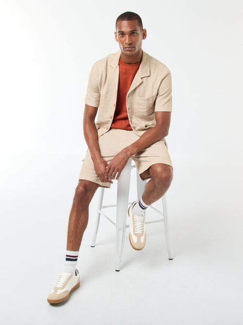 Chemise à manches courtes en matière type crépon - Kiabi