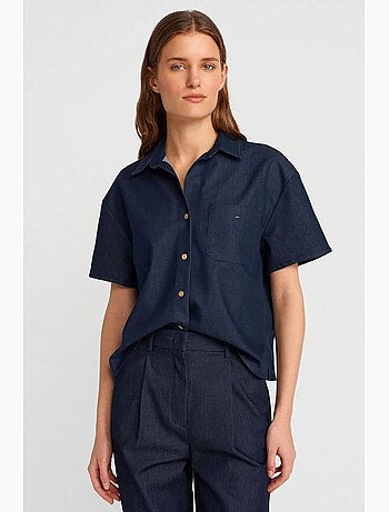 Chemise à manches courtes en mélange de lin dilvin
