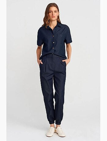 Chemise à manches courtes en mélange de lin dilvin