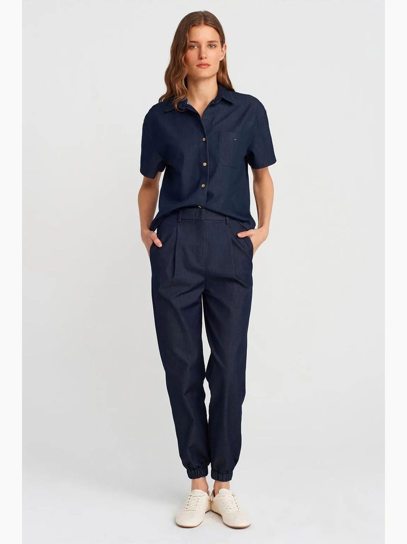 Chemise à manches courtes en mélange de lin dilvin Bleu marine - Kiabi