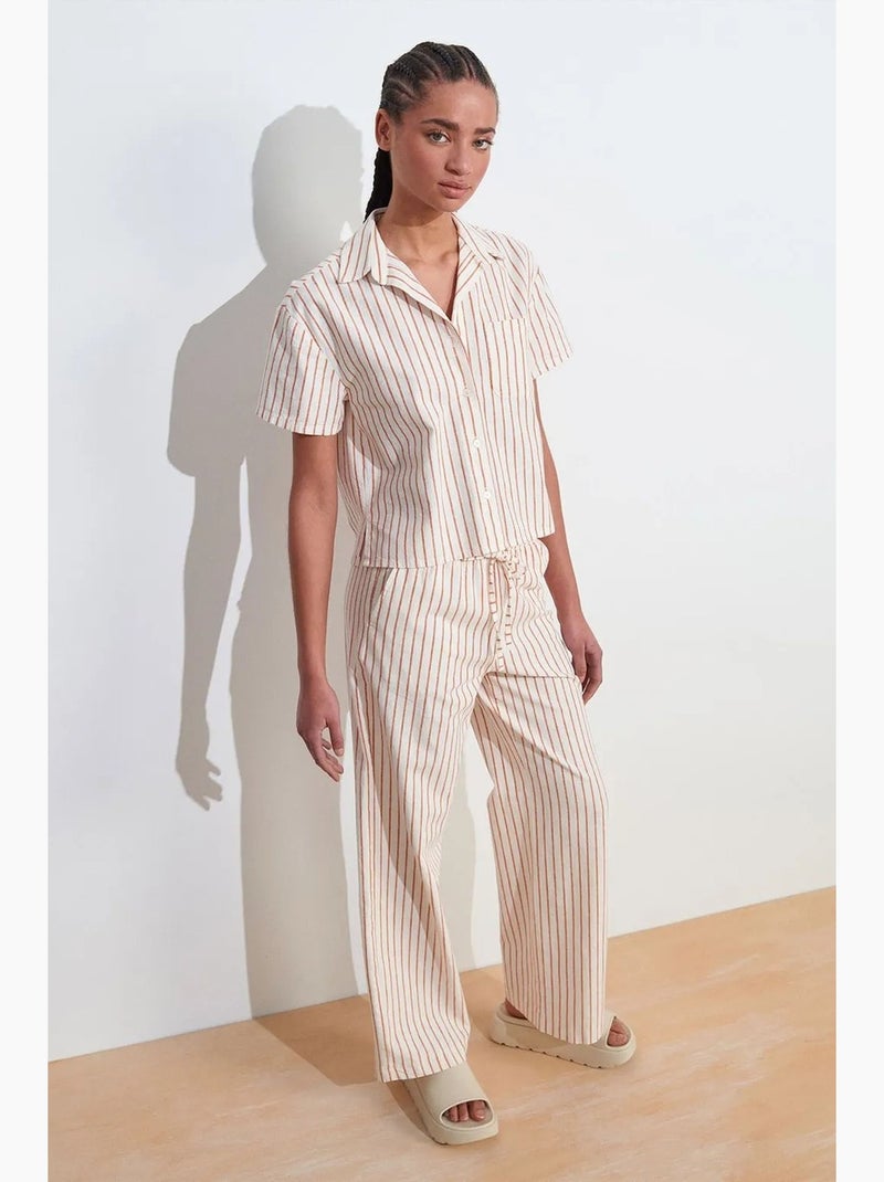 Chemise à manches courtes en mélange de lin dilvin Multicolore - Kiabi