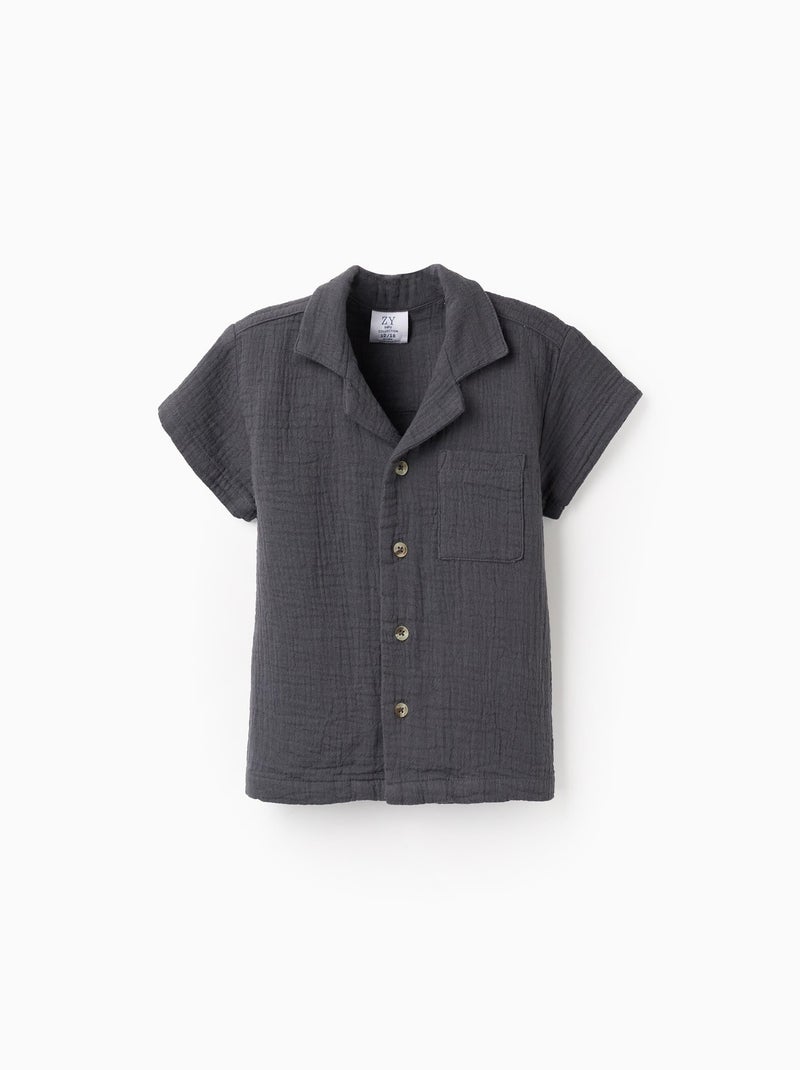 Chemise à Manches Courtes en Mousseline Gris foncé - Kiabi