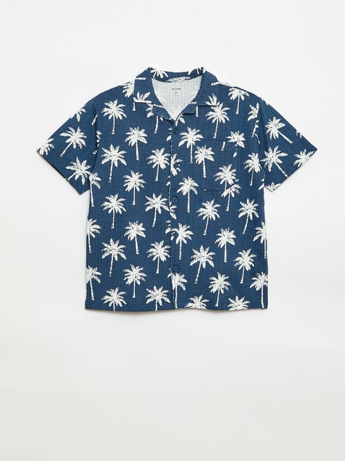 Chemise à manches courtes en nid d'abeilles - Kiabi