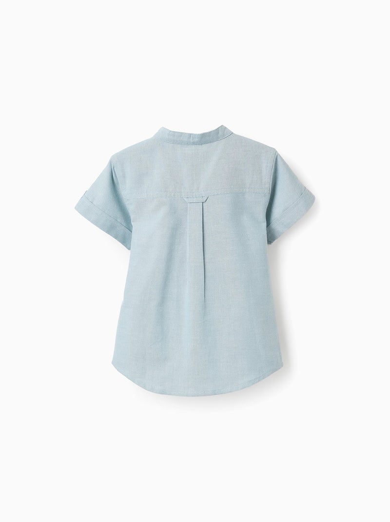 Chemise à manches courtes en Oxford 100% coton Bleu clair - Kiabi