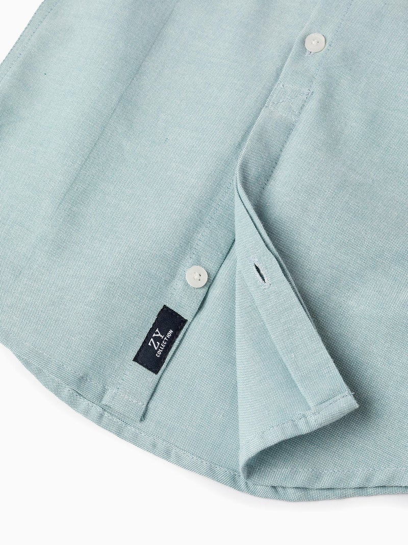 Chemise à manches courtes en Oxford 100% coton Bleu clair - Kiabi