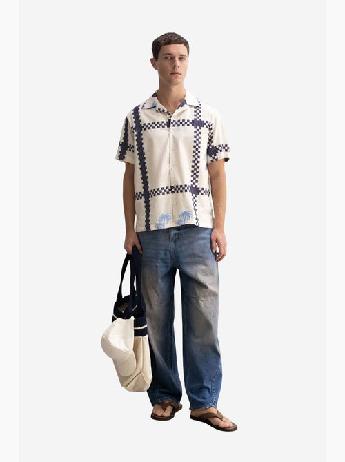 Chemise à manches courtes en popeline à motif géométrique giesto - Kiabi Chemise à manches courtes en popeline à motif géométrique giesto - Kiabi