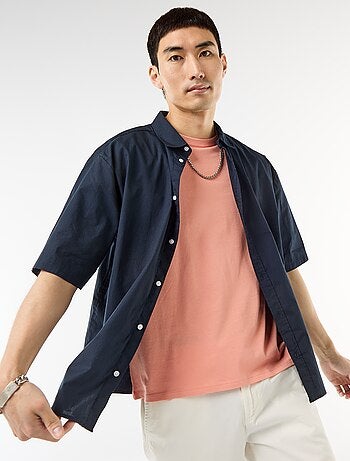 Chemise à manches courtes en popeline