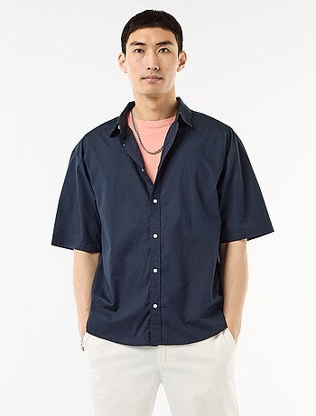 Chemise à manches courtes en popeline