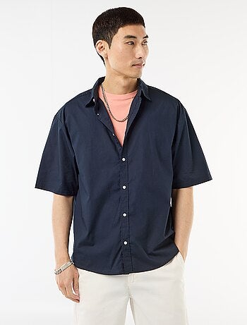 Chemise à manches courtes en popeline