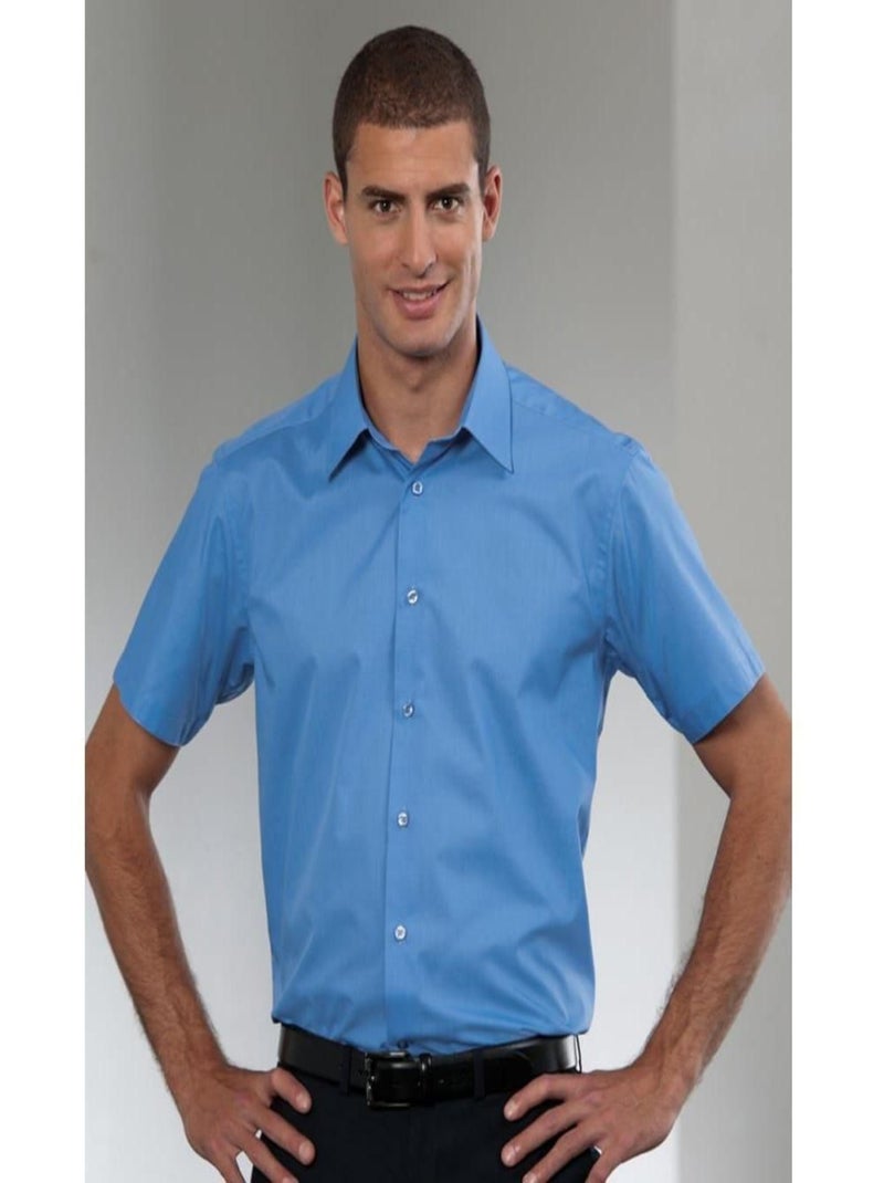 Chemise à manches courtes en popeline Russell Collection pour homme Bleu clair - Kiabi