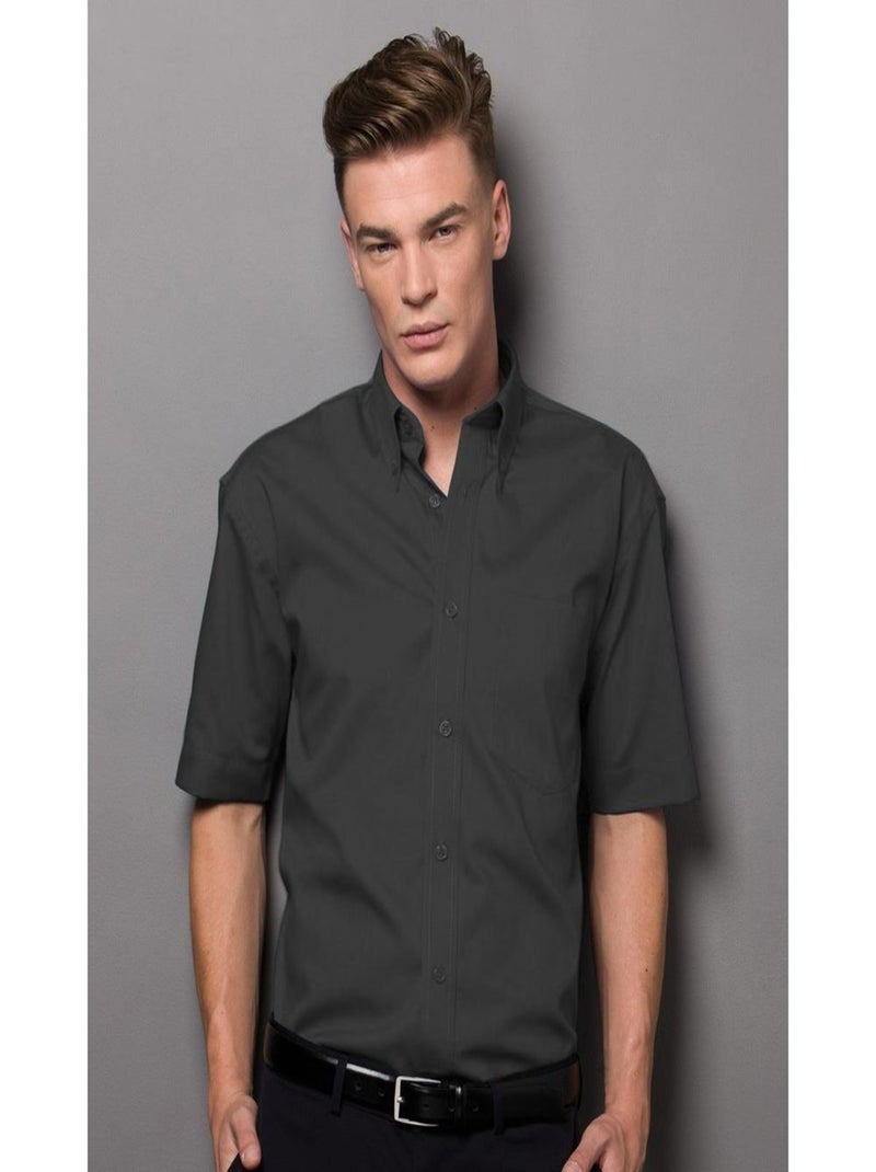 Chemise à manches courtes en popeline Russell Collection pour homme Noir - Kiabi