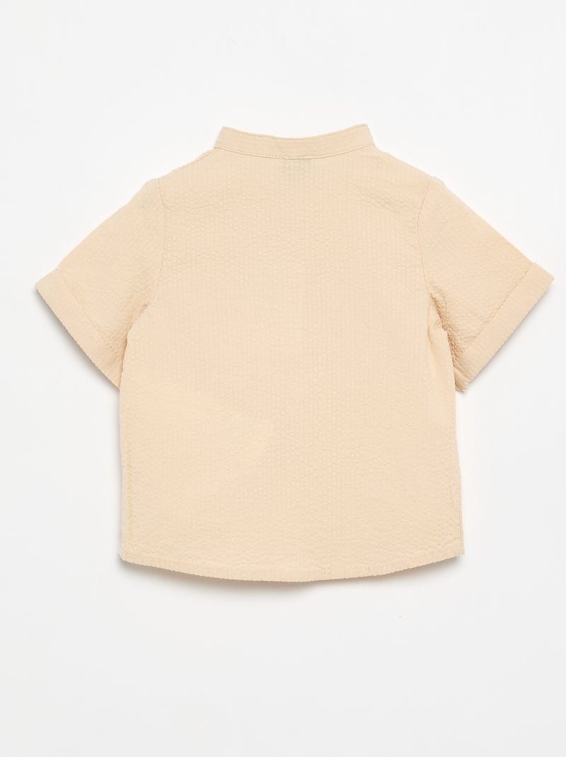 Chemise à manches courtes en seersucker Ecru - Kiabi