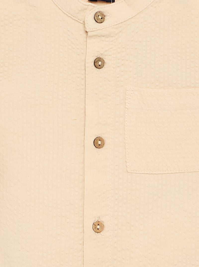 Chemise à manches courtes en seersucker Ecru - Kiabi