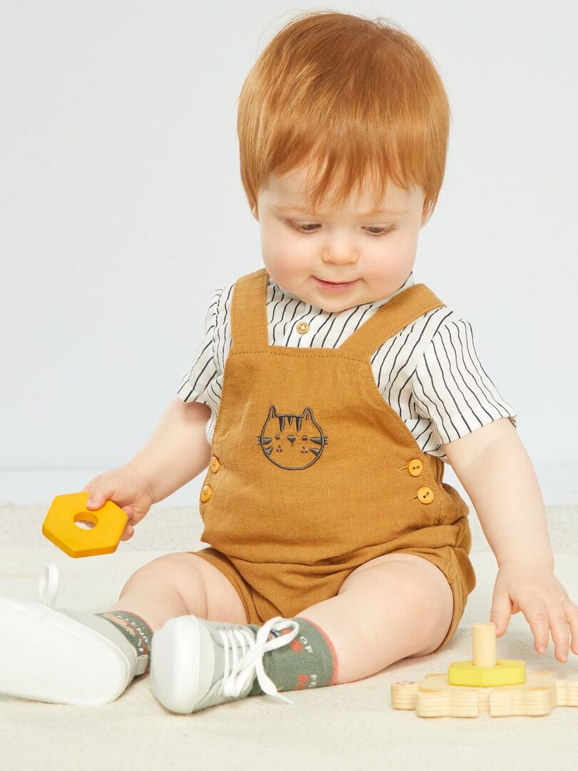 Chemise à manches courtes en twill Blanc - Kiabi