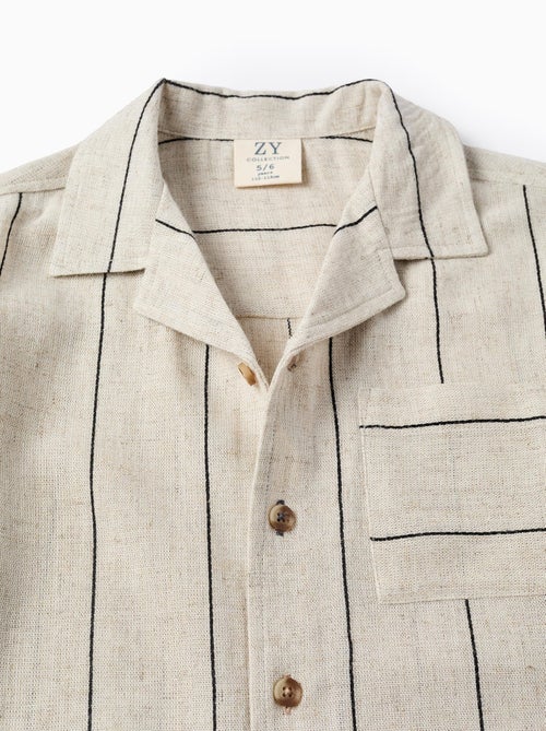 Chemise à Manches Courtes en Viscose et Lin - Kiabi