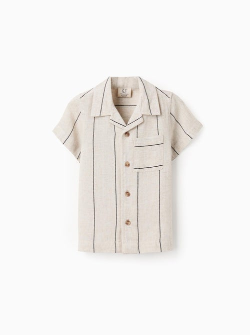 Chemise à Manches Courtes en Viscose et Lin - Kiabi