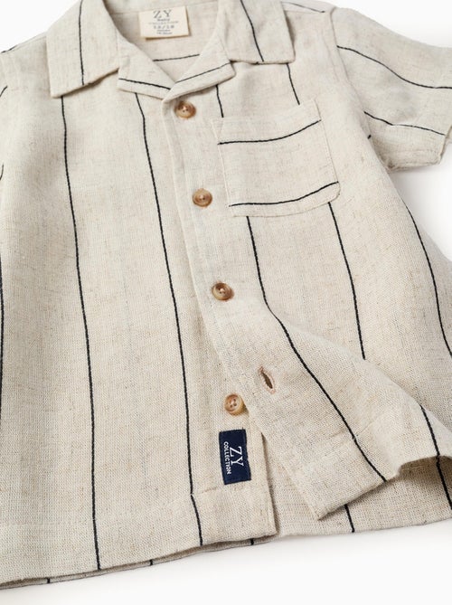 Chemise à Manches Courtes en Viscose et Lin - Kiabi
