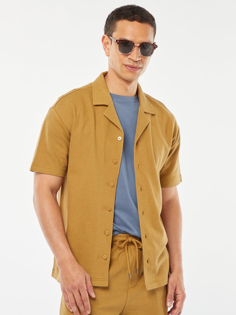 Chemise à manches courtes et col polo MARRON - Kiabi