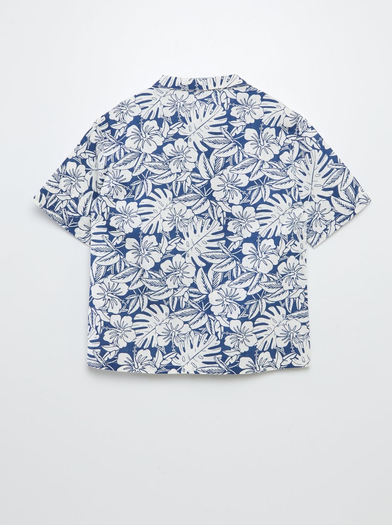 Chemise à manches courtes et col pyjama avec imprimé Bleu - Kiabi