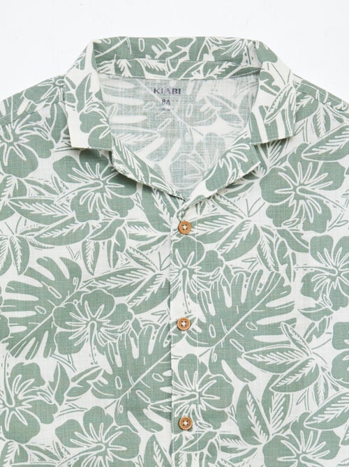 Chemise à manches courtes et col pyjama avec imprimé - Kiabi