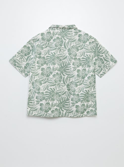 Chemise à manches courtes et col pyjama avec imprimé - Kiabi
