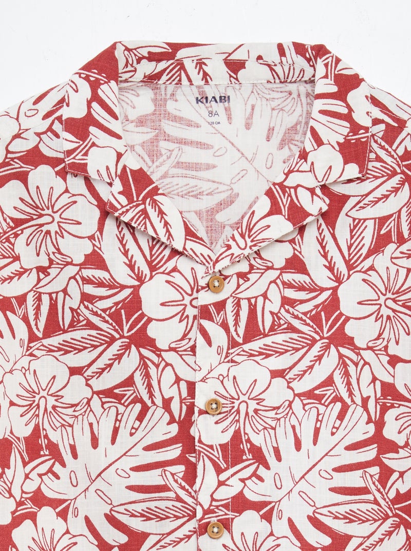 Chemise à manches courtes et col pyjama avec imprimé Rouge - Kiabi