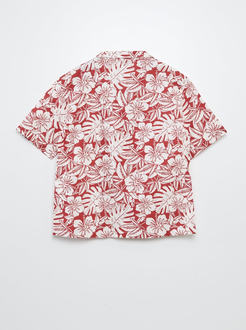 Chemise à manches courtes et col pyjama avec imprimé Rouge - Kiabi