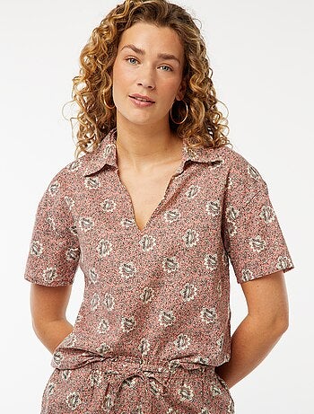 Chemise à manches courtes et motif floral