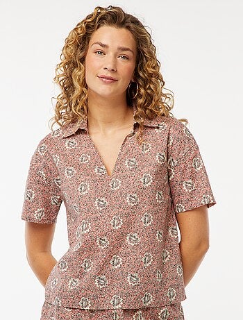 Chemise à manches courtes et motif floral