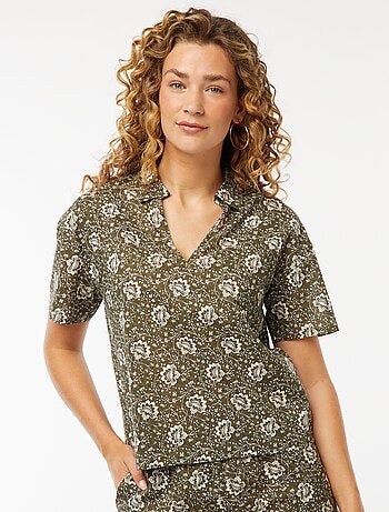 Chemise à manches courtes et motif floral