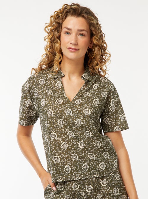 Chemise à manches courtes et motif floral - Kiabi