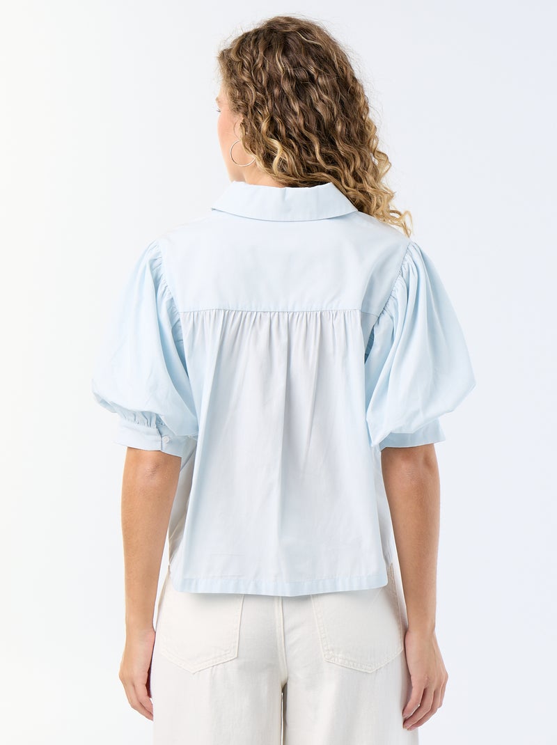Chemise à manches courtes forme ballon Bleu - Kiabi