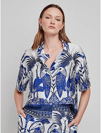 Chemise à manches courtes imprimé tropical