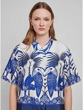 Chemise à manches courtes imprimé tropical