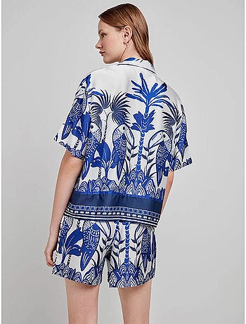 Chemise à manches courtes imprimé tropical