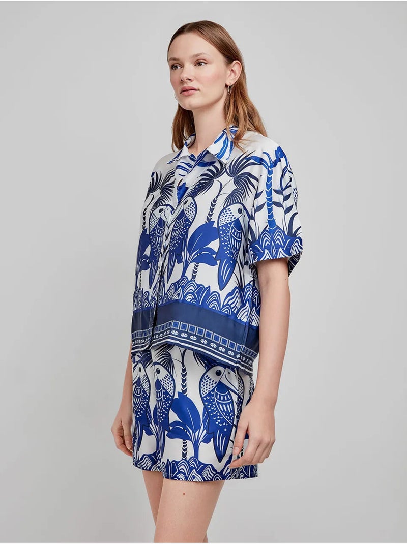 Chemise à manches courtes imprimé tropical Multicolore - Kiabi