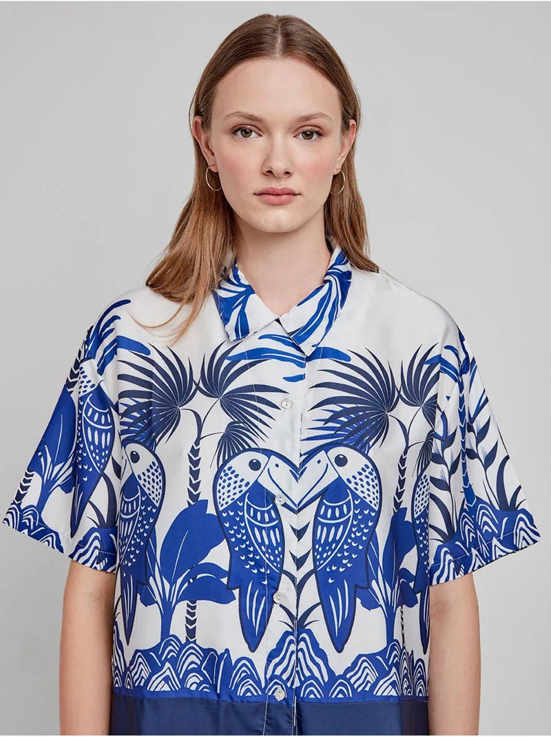 Chemise à manches courtes imprimé tropical Multicolore - Kiabi