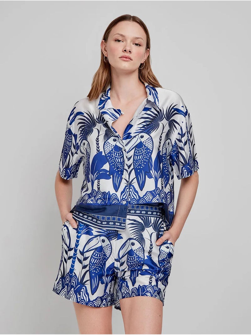 Chemise à manches courtes imprimé tropical Multicolore - Kiabi