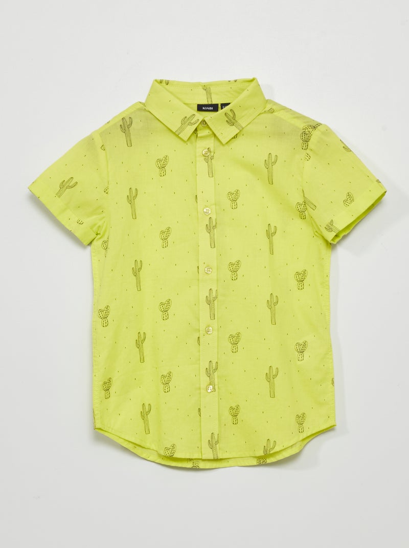 Chemise à manches courtes Jaune vert - Kiabi