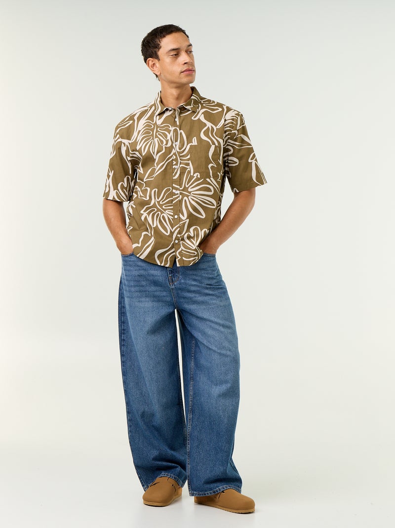 Chemise à manches courtes Kaki - Kiabi