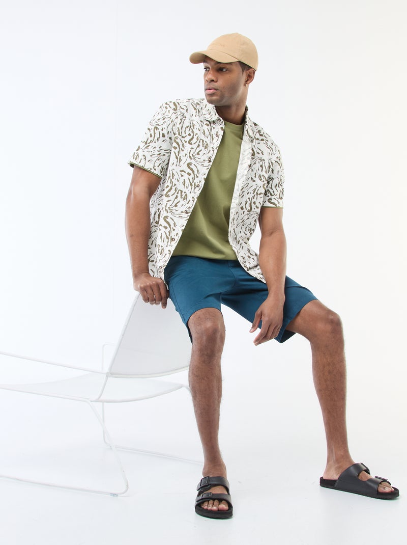 Chemise à manches courtes légère avec motif Blanc - Kiabi