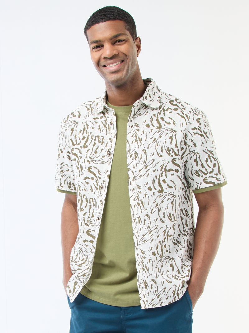 Chemise à manches courtes légère avec motif Blanc - Kiabi