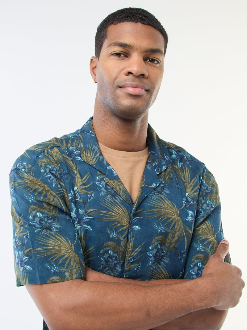 Chemise à manches courtes légère avec motif Bleu - Kiabi