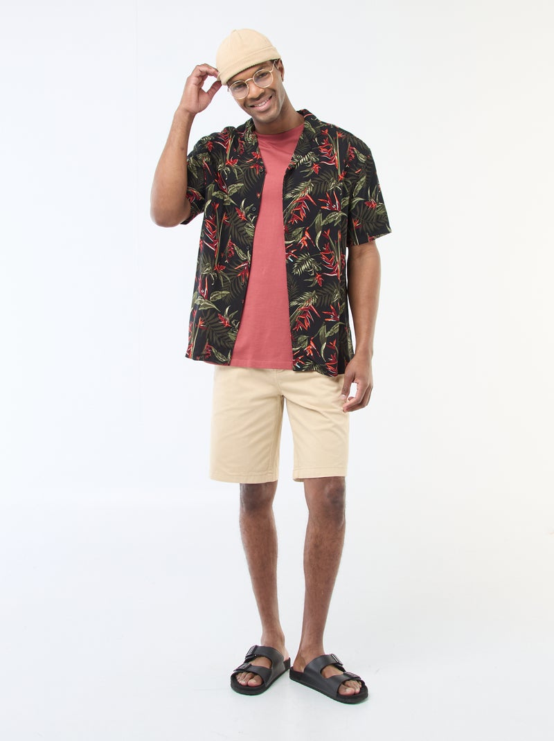 Chemise à manches courtes légère avec motif Noir - Kiabi