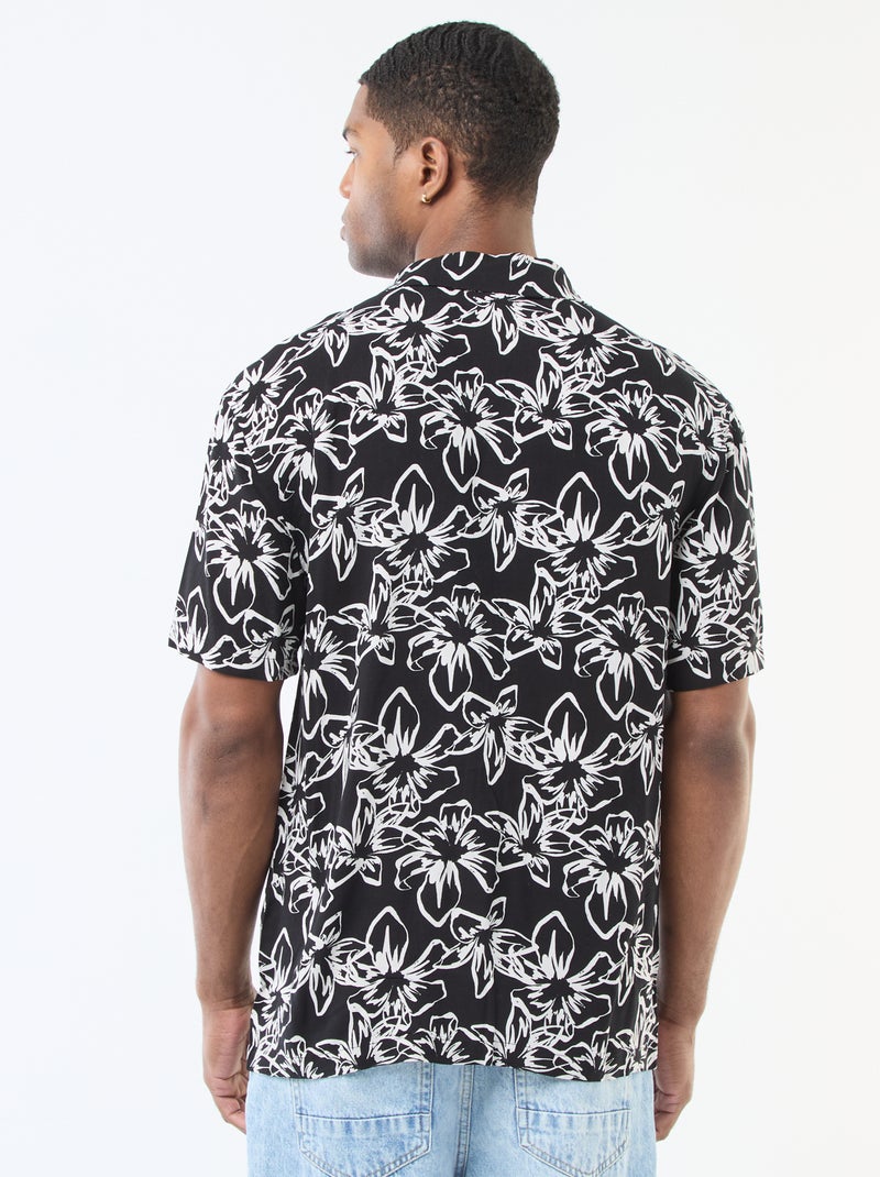 Chemise à manches courtes légère avec motif Noir - Kiabi