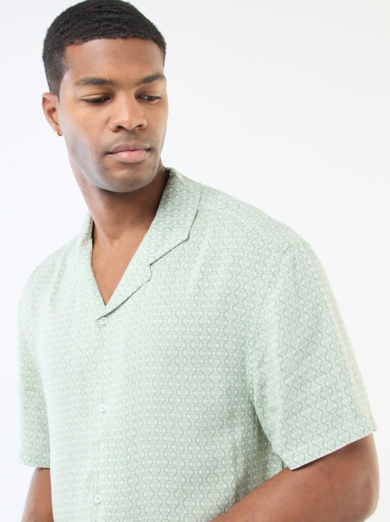 Chemise à manches courtes légère avec motif Vert - Kiabi