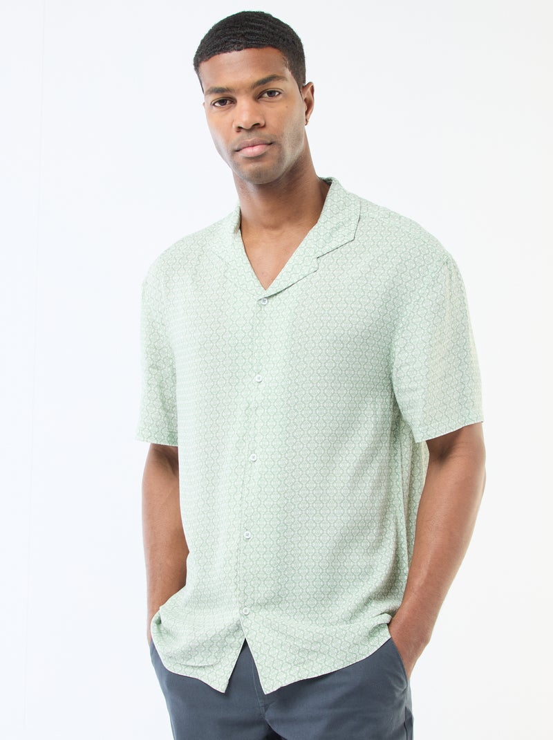 Chemise à manches courtes légère avec motif Vert - Kiabi