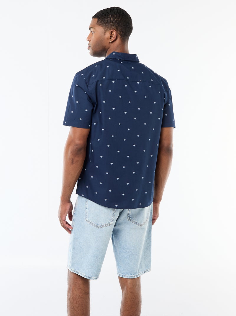 Chemise à manches courtes ouverture boutonnée Bleu - Kiabi