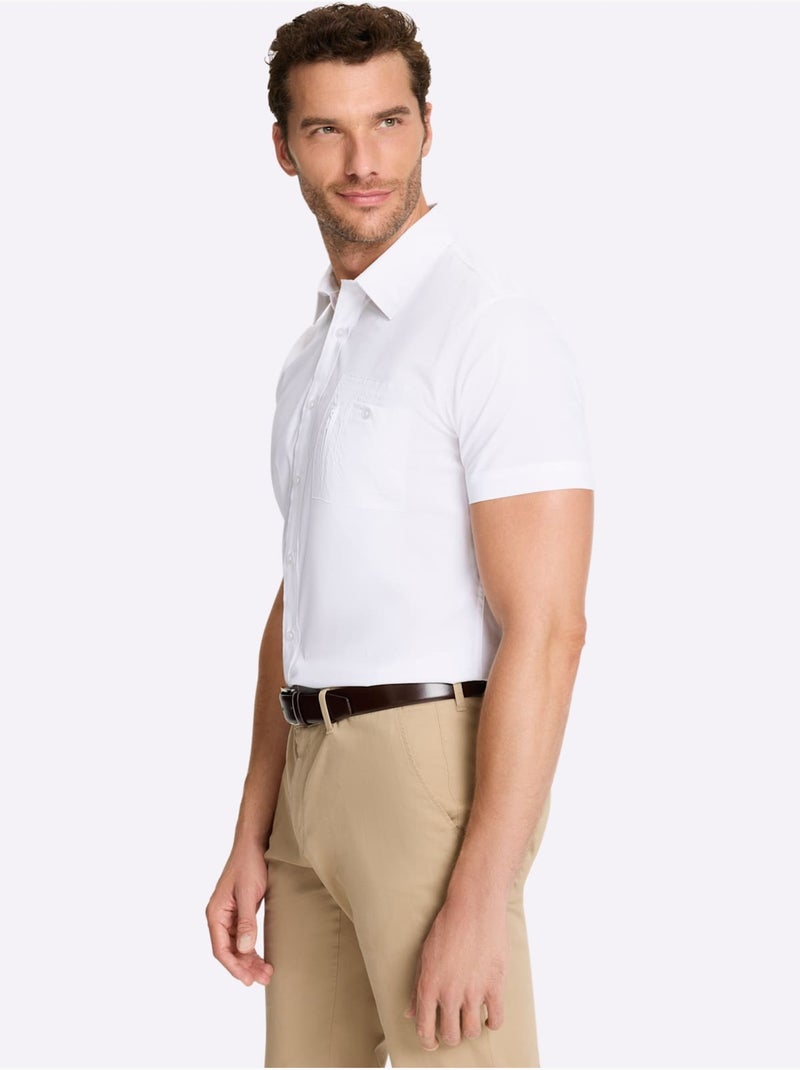 Chemise à Manches Courtes Poche Poitrine - Taille Standard - Witt Blanc - Kiabi